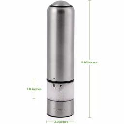 Ovente Electric Salt and Pepper Grinder Set, Stainless Steel with Ceramic Blades, Battery Operated thumbnail 3