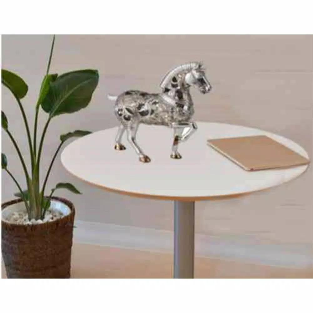 ORE International Langi Polyresin Trojan Horse Decorative Figurine with Mirrored Mane and Silver Filigree