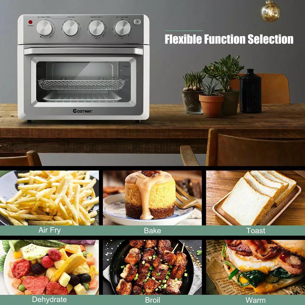 Costway 19 Qt. Silver Air Fryer Toaster Oven with Dehydrate and 7-in-1 Functions