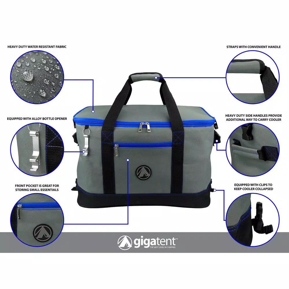 GigaTent Collapsible Soft Cooler Bag with 2 Cargo Pockets and Bottle Opener - Blue