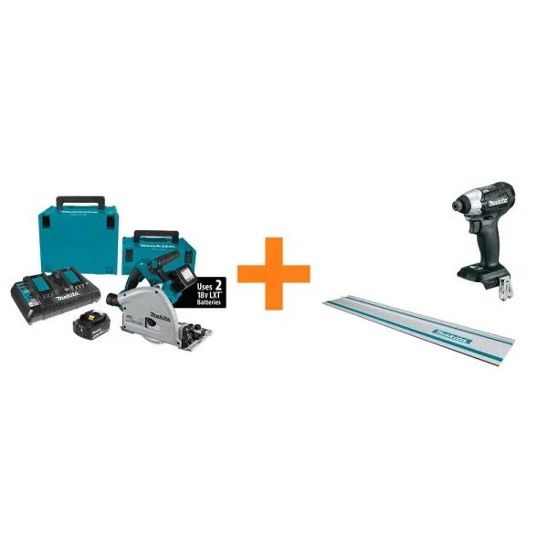Makita 18V X2 LXT (36V) 6-1/2 in. Brushless Plunge Circular Saw Kit with Guide Rail and Impact Driver