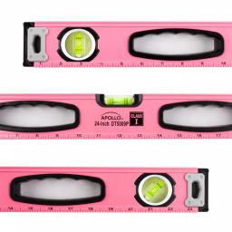 Apollo Tools 24 in. Magnetic Pink Aluminum Level, Horizontal, Vertical, and 45° thumbnail 2