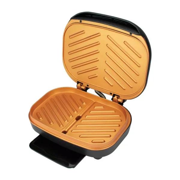 Brentwood Appliances 750W Indoor Electric Copper Grill and Panini Press, 2-Serving, Black