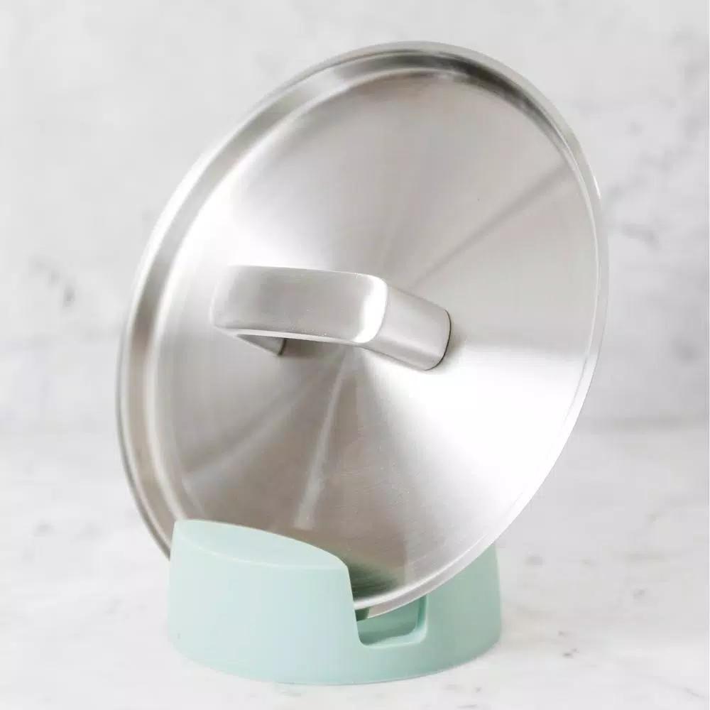 BergHOFF Leo 2-Piece Gray and Mint Silicone Ladle and Spoon Rest Set