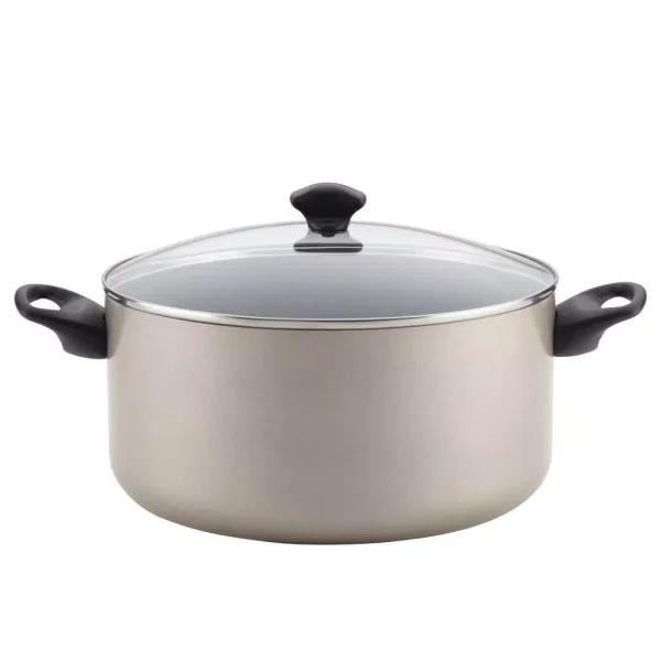 Farberware 10.5 Qt. Aluminum Nonstick Stock Pot with Glass Lid, Champagne
