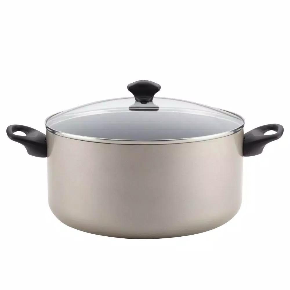 Farberware 10.5 Qt. Aluminum Nonstick Stock Pot with Glass Lid, Champagne