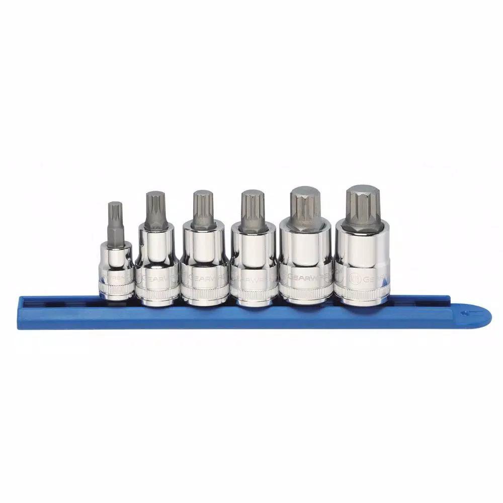 GearWrench 6-Piece Metric Triple Square Stubby Bit Socket Set, 3/8 in. and 1/2 in. Drive