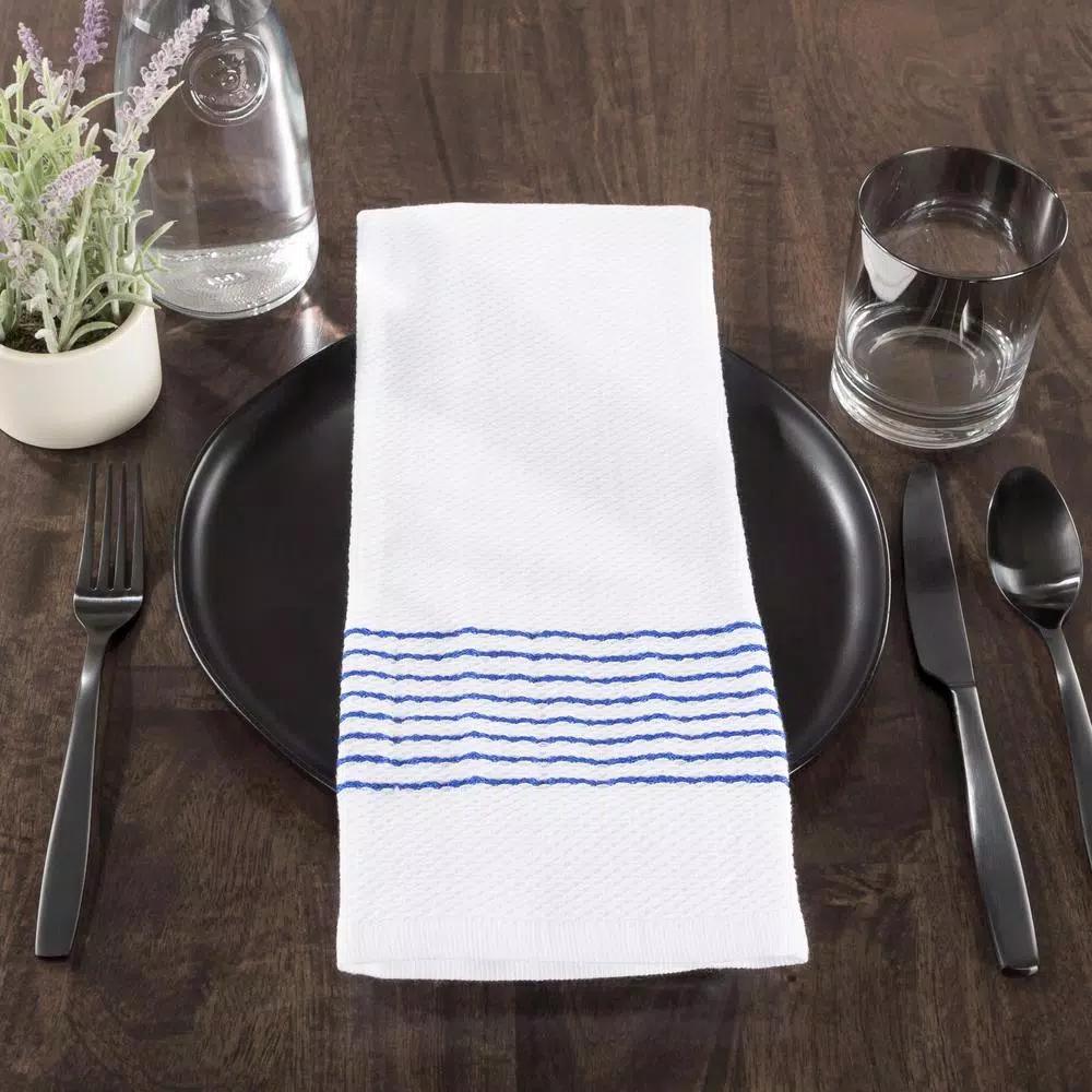 Lavish Home 8-Piece Multi-Color Cotton Kitchen Towel Set with Diamond Weave Pattern