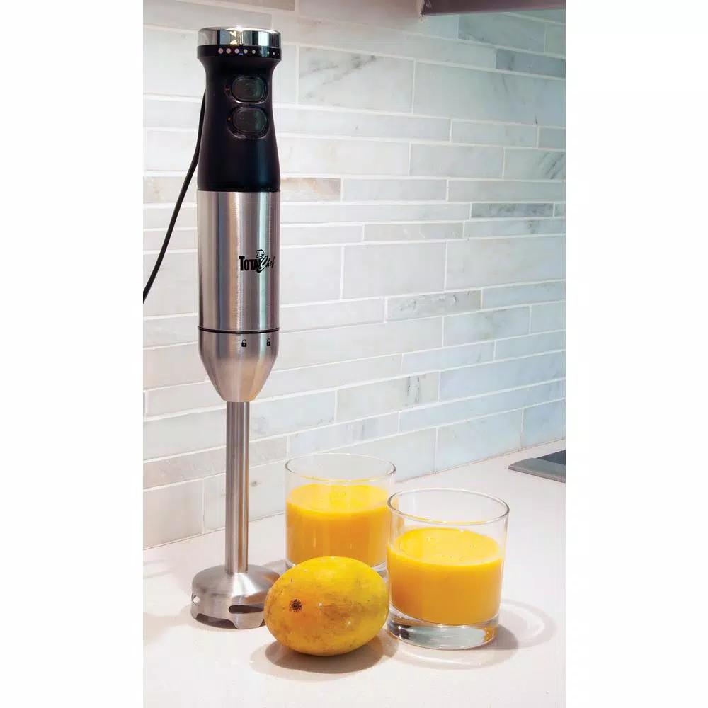 Total Chef 225-Watt Immersion Hand Blender with Turbo Boost, Silver/Black