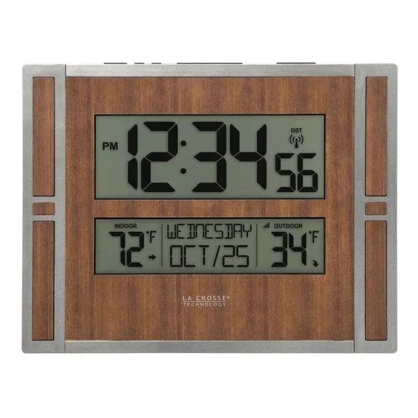 La Crosse Technology Atomic Digital Wall Clock with Wireless Outdoor Temperature Sensor and Daylight Saving Time