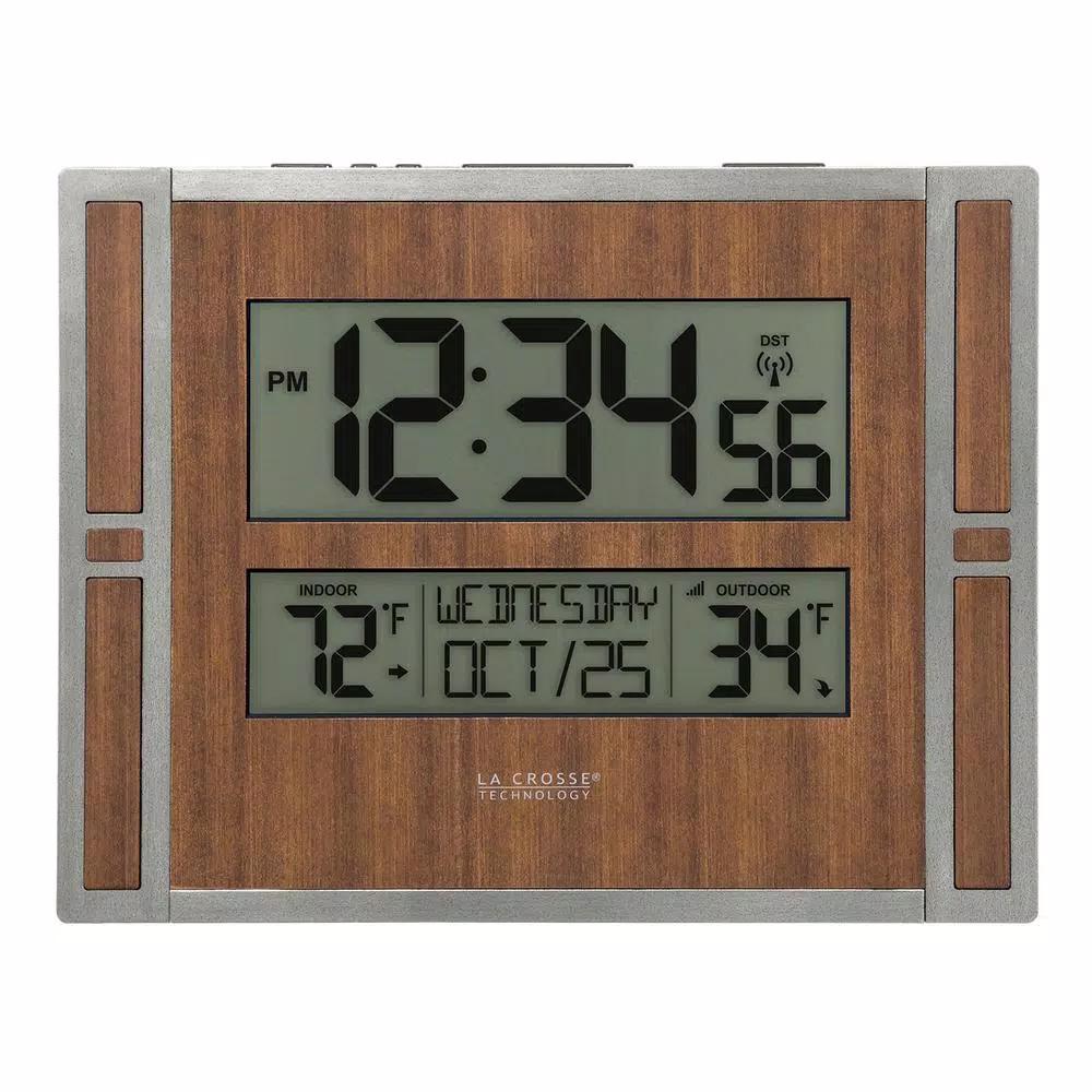 La Crosse Technology Atomic Digital Wall Clock with Wireless Outdoor Temperature Sensor and Daylight Saving Time