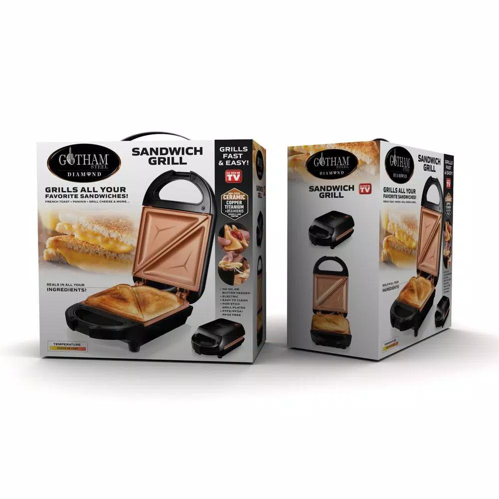Gotham Steel Ti-Ceramic Non-Stick Single Sandwich Maker, Black