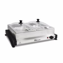Elite Gourmet 2.5 Qt. Stainless Steel Buffet Server with 2 Crocks and Warming Tray thumbnail 1