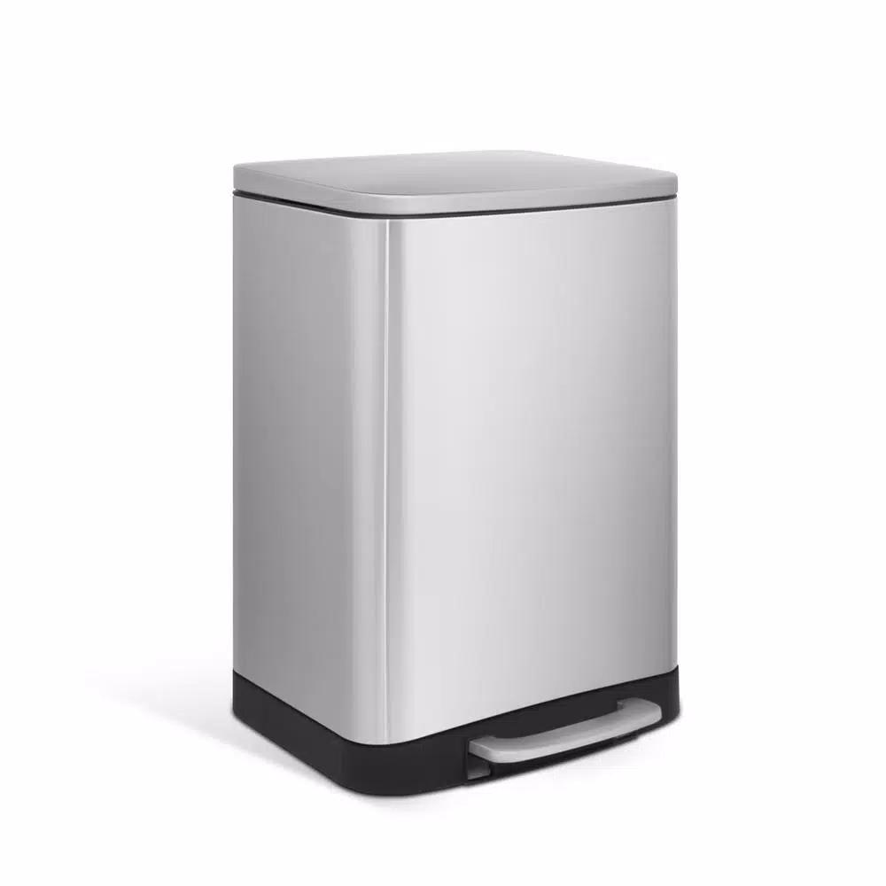 Innovaze 1.6 Gal. Brushed Stainless Steel Rectangular Step-On Trash Can with Fingerprint-Free Finish