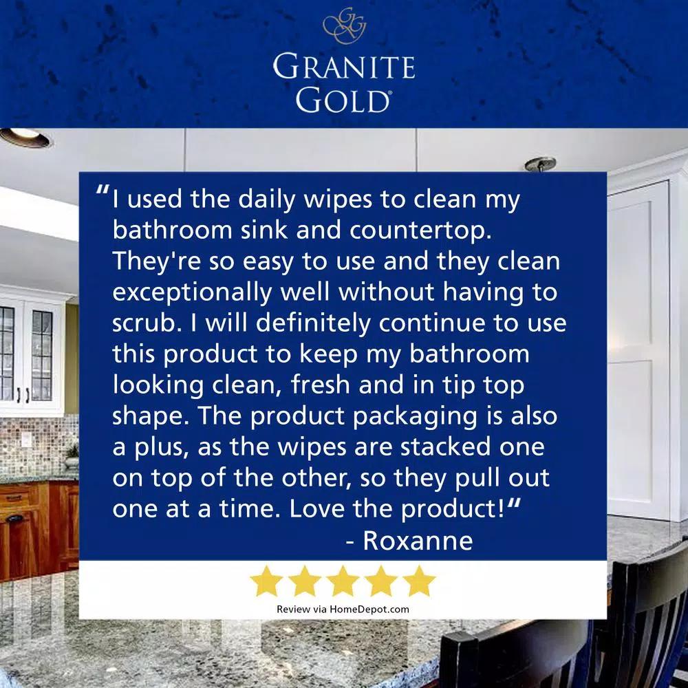 Granite Gold Daily Cleaner Wipes for Natural Stone and Quartz, 24 Count