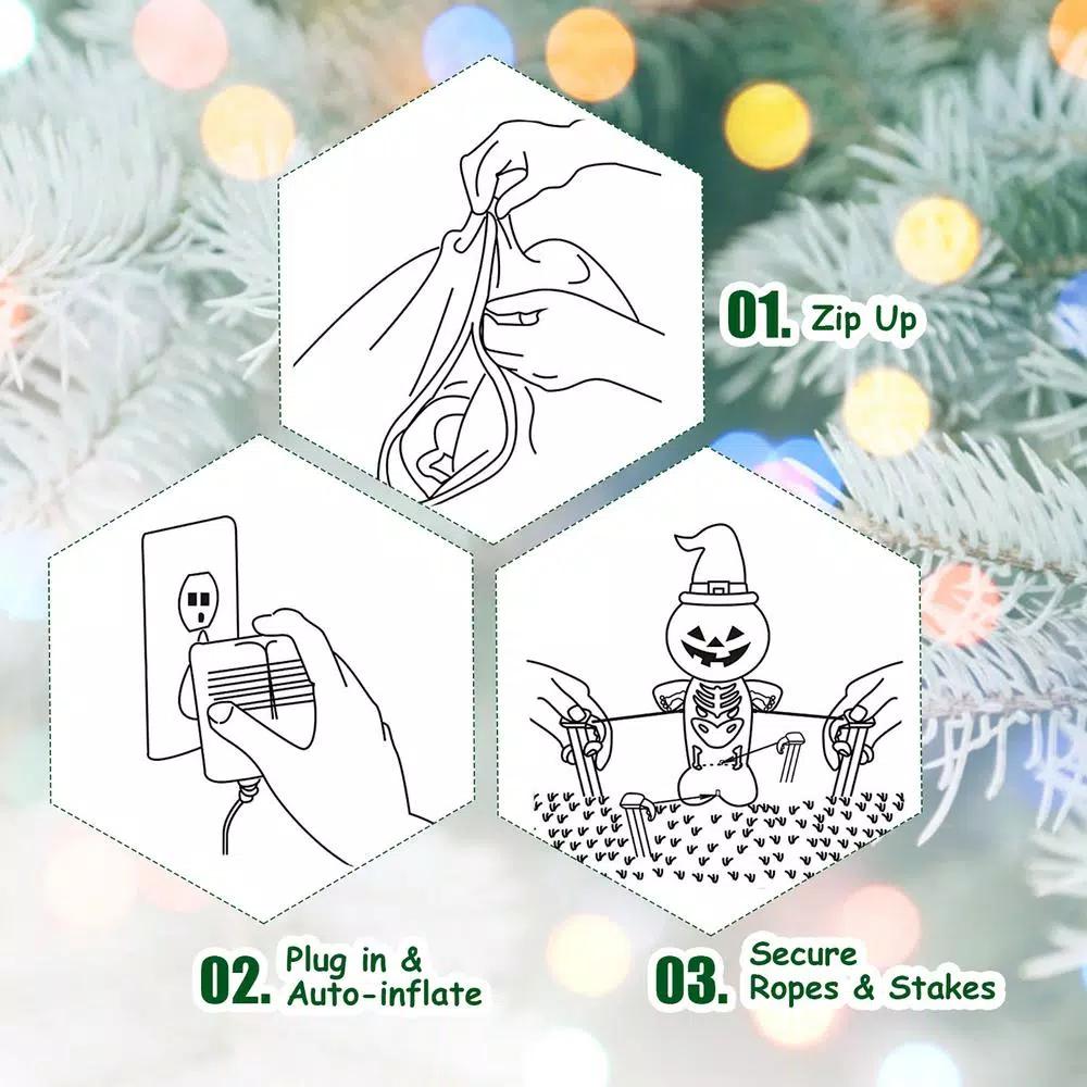 Costway 6.5 ft. Pre-lit LED Inflatable Christmas Tree with Santa and Dog Decorations