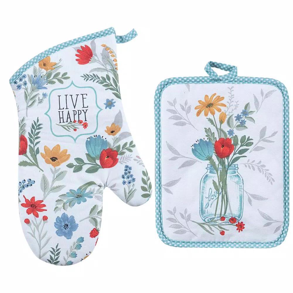 Kay Dee Blooming Thoughts Cotton Multi Kitchen Textile Set - 4 Piece Floral Set