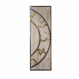 Bulova Vermont Country Store 45 in. Oversized 3-Panel Square Gallery Wall Clock - Weathered Grey Wood & Metal thumbnail 4