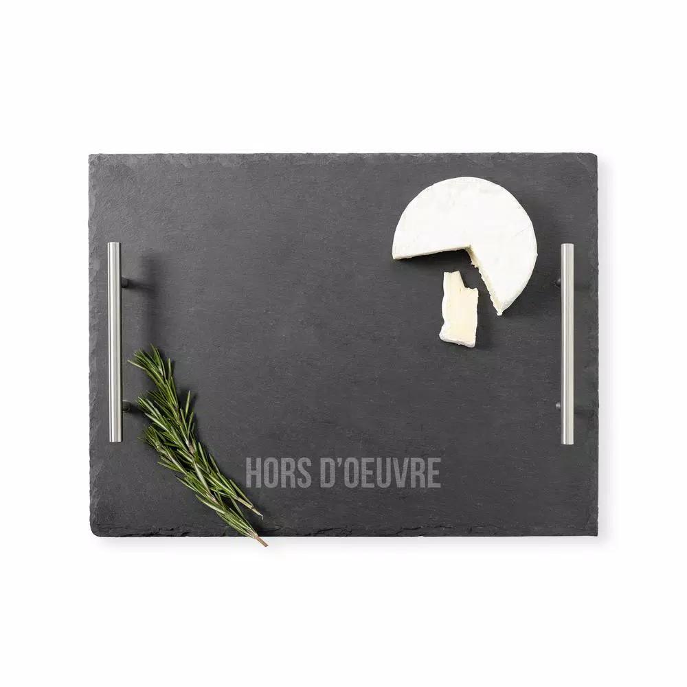 Cathy's Concepts Natural Slate Serving Tray with Metal Handles, 15.75 in. Rectangular Appetizer Board