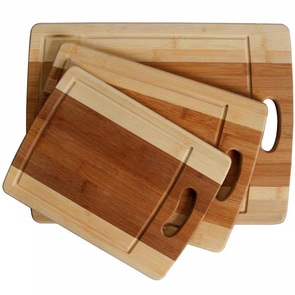 Heim Concept 3-Piece Organic Bamboo Cutting Board Set with Juice Grooves