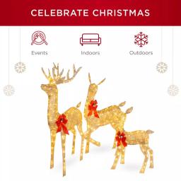 Best Choice Products 60 in. LED Metal Reindeer Family Christmas Yard Decoration, 3-Piece Set with Warm White Lights thumbnail 3