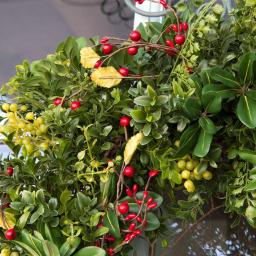 Village Lighting Company 30 in. Pre-Lit LED Boxwood and Berry Christmas Wreath with Remote and Timer thumbnail 4