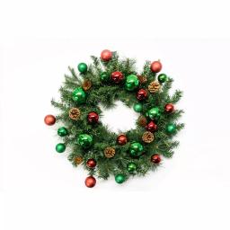 Fraser Hill Farm 24 in. Artificial Christmas Wreath Decor Set with Train, Sleigh, and LED Shelf Sitters thumbnail 3