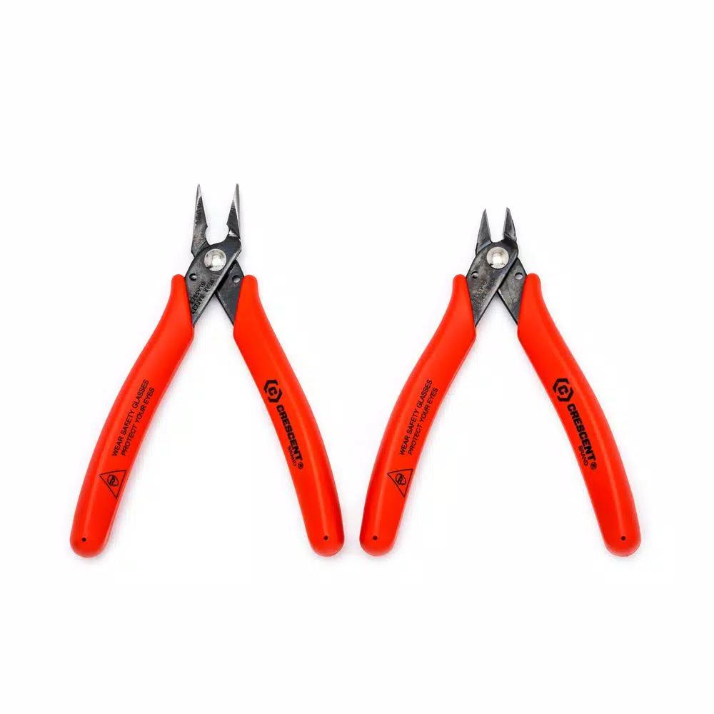 Crescent 4 in. Shear-Cutter Plier Set, 2-Piece Carbon Steel Electronic & Needle-Nose Set