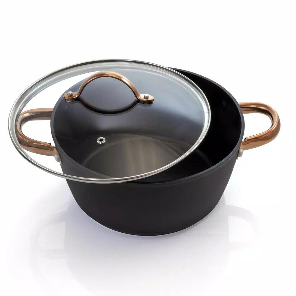 Oster Allsberg 10-Piece Aluminum Nonstick Cookware Set with Bronze Handles, Black and Bronze