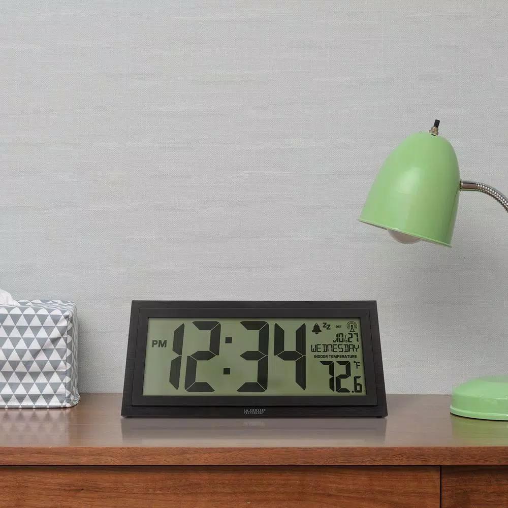 La Crosse Technology 15 in. Extra-Large Textured Atomic Digital Clock - Black, Wall or Tabletop