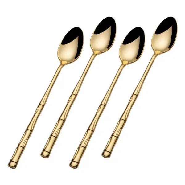 Wallace Bamboo Gold 18/10 Stainless Steel Iced Beverage Spoon Set, Service for 4