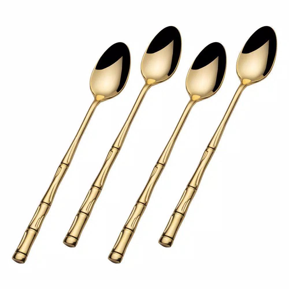Wallace Bamboo Gold 18/10 Stainless Steel Iced Beverage Spoon Set, Service for 4