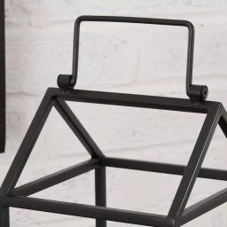 StyleWell Black Metal and Glass Candle Lantern Set of 2, Hanging or Tabletop thumbnail 4