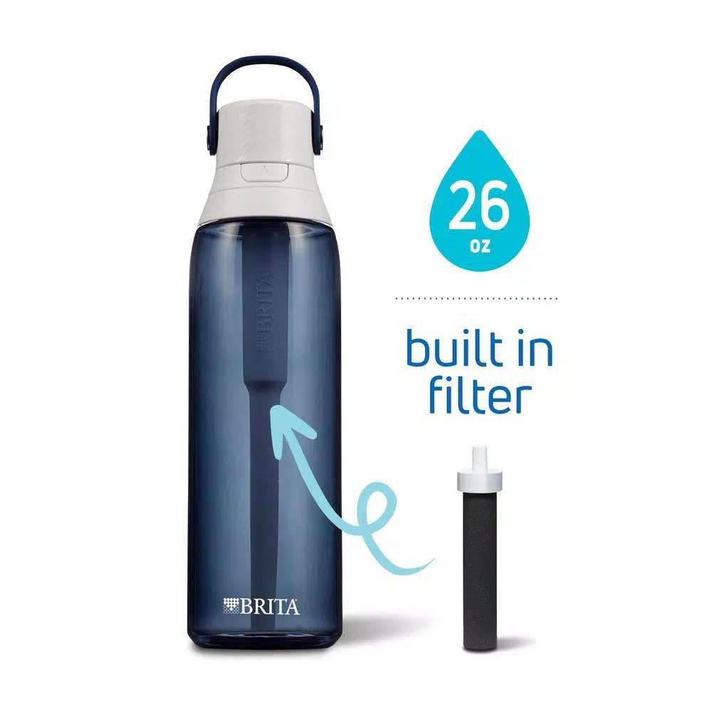 Brita 26 oz. Premium Filtering Water Bottle, Night Sky Blue, BPA-Free with 1 Filter