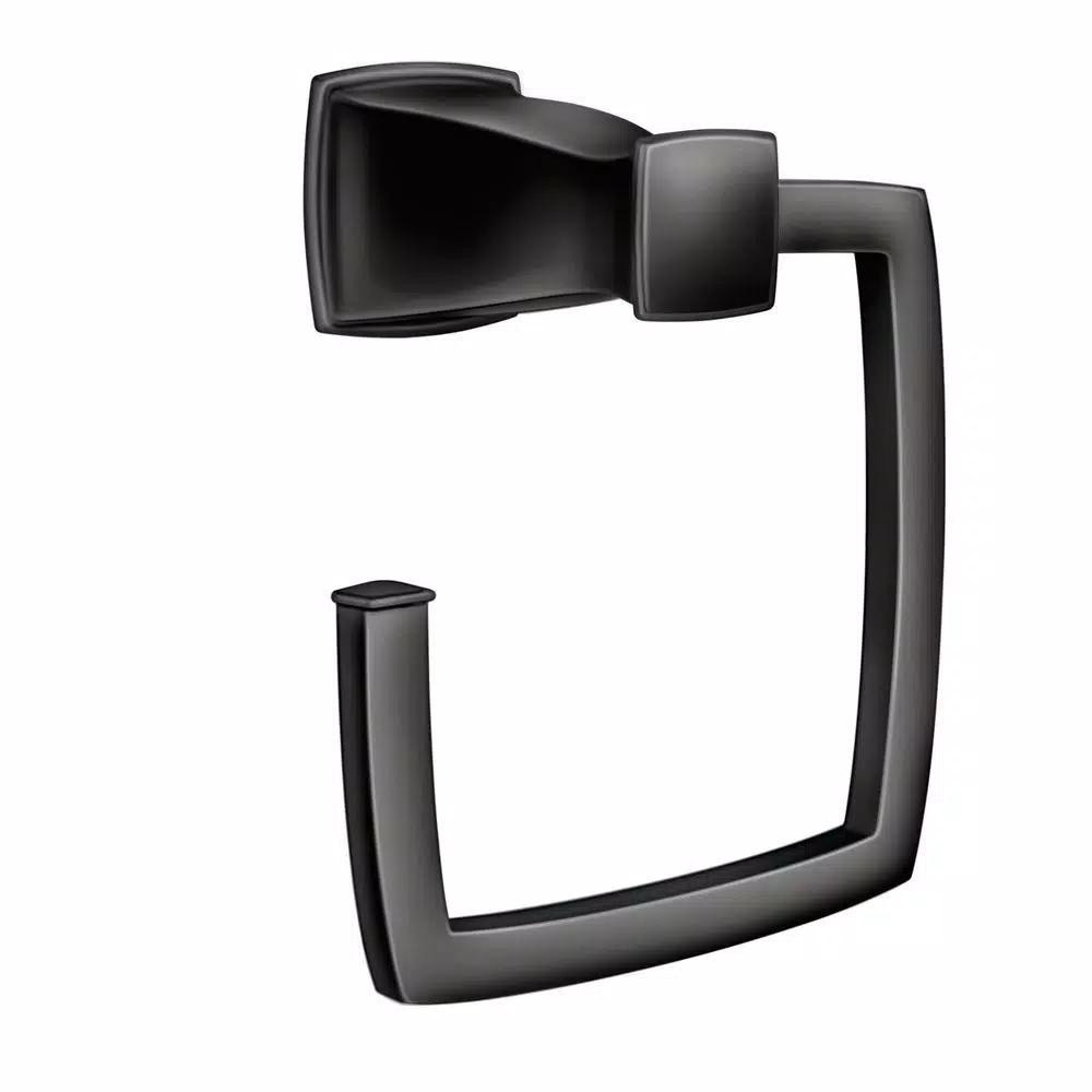 Moen Hensley 3-Piece Matte Black Bath Hardware Set with 24 in. Towel Bar, Paper Holder, and Towel Ring