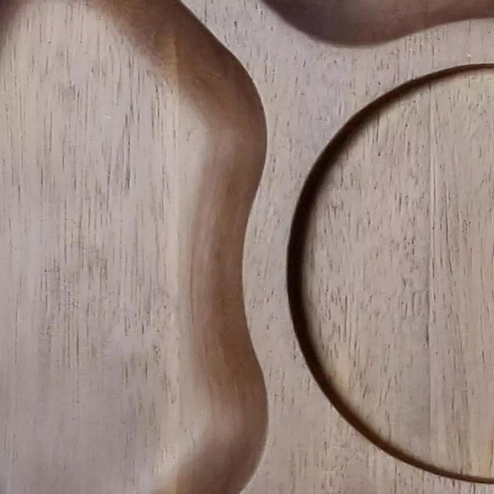 BergHOFF Acacia Natural Wood Round Serving Tray Set, 2-Piece