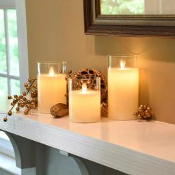 LUMABASE Set of 3 Battery Operated Glass Hurricane LED Candles with Moving Flame thumbnail 4
