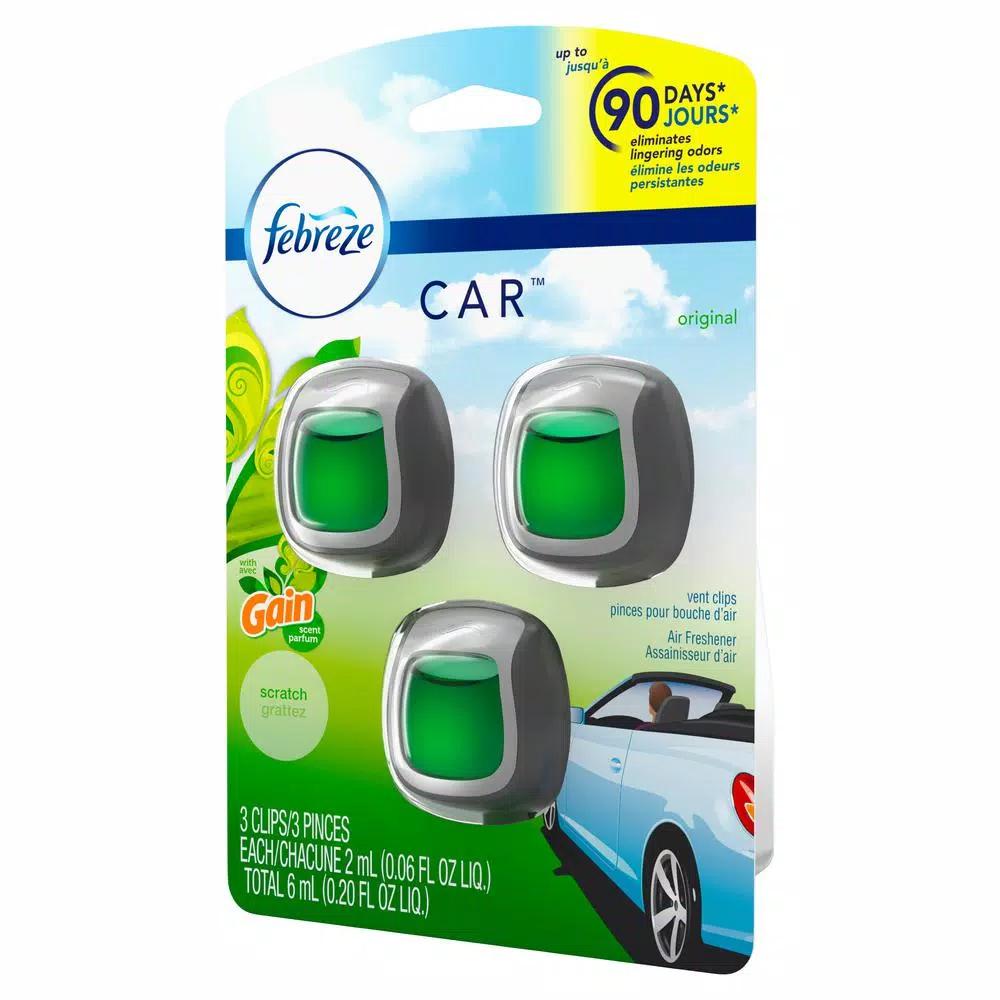 Febreze Car Air Freshener Vent Clips, Gain Original Scent, 3-Count