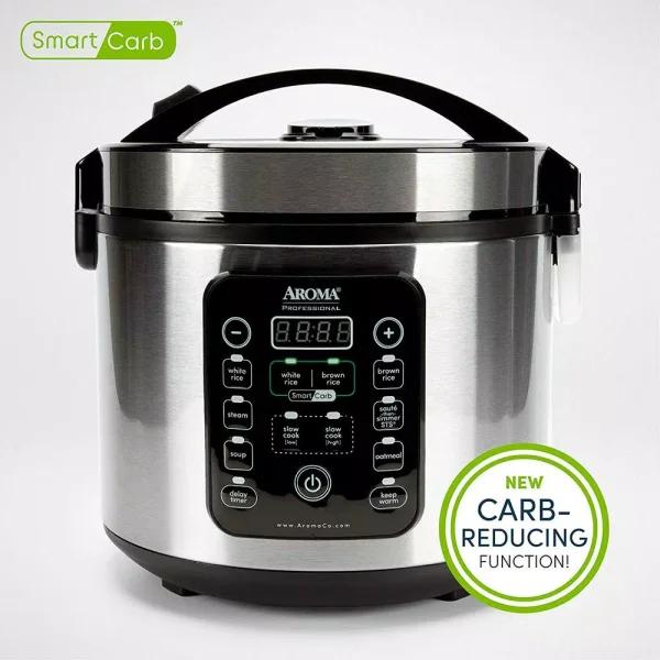 Aroma 20-Cup SmartCarb Digital Rice Cooker and Food Steamer, Stainless Steel