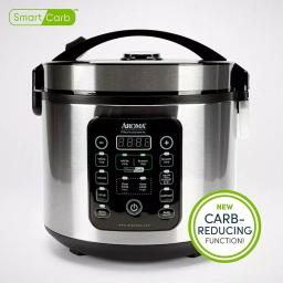 Aroma 20-Cup SmartCarb Digital Rice Cooker and Food Steamer, Stainless Steel thumbnail 1