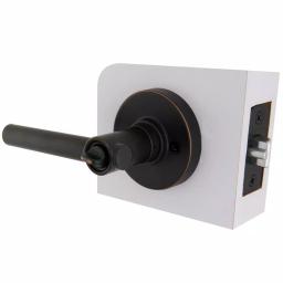 Defiant Highland Aged Bronze Keyed Entry Door Lever with Round Rose thumbnail 5