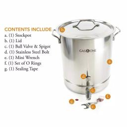 Gas One 64 Qt. Stainless Steel Brew Kettle Set with Tri-Ply Aluminum Bottom and Spigot thumbnail 5