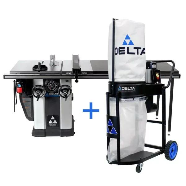 Delta 36-L552 10 in. Unisaw Left Tilt Cabinet Saw with 52 in. Biesemeyer Fence and 1.0 HP Dust Collection System