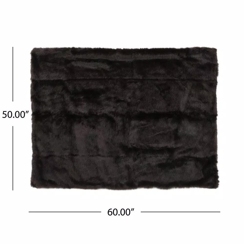 Noble House Toscana Shadow Faux Fur Throw Blanket, Gray Modern Solid Pattern