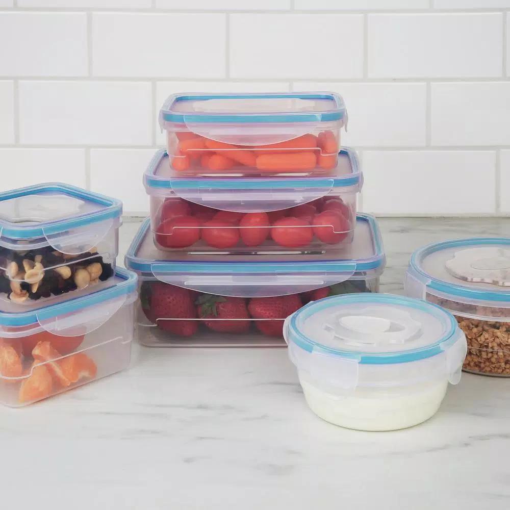 Kitchen Details 16-Piece Food Storage Container Set with Airtight Clip-Lock Lids, Blue