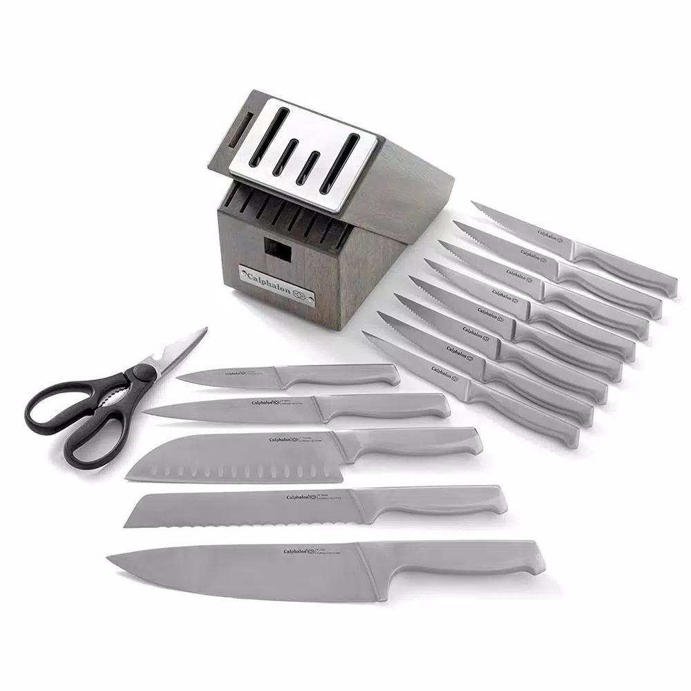 Calphalon 15-Piece Self-Sharpening Stainless Steel Cutlery Knife and Block Set with SharpIN Technology