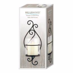 Stonebriar Collection Stonebriar Black Metal Scrolled Pillar Candle Sconce with Glass Cylinder thumbnail 3