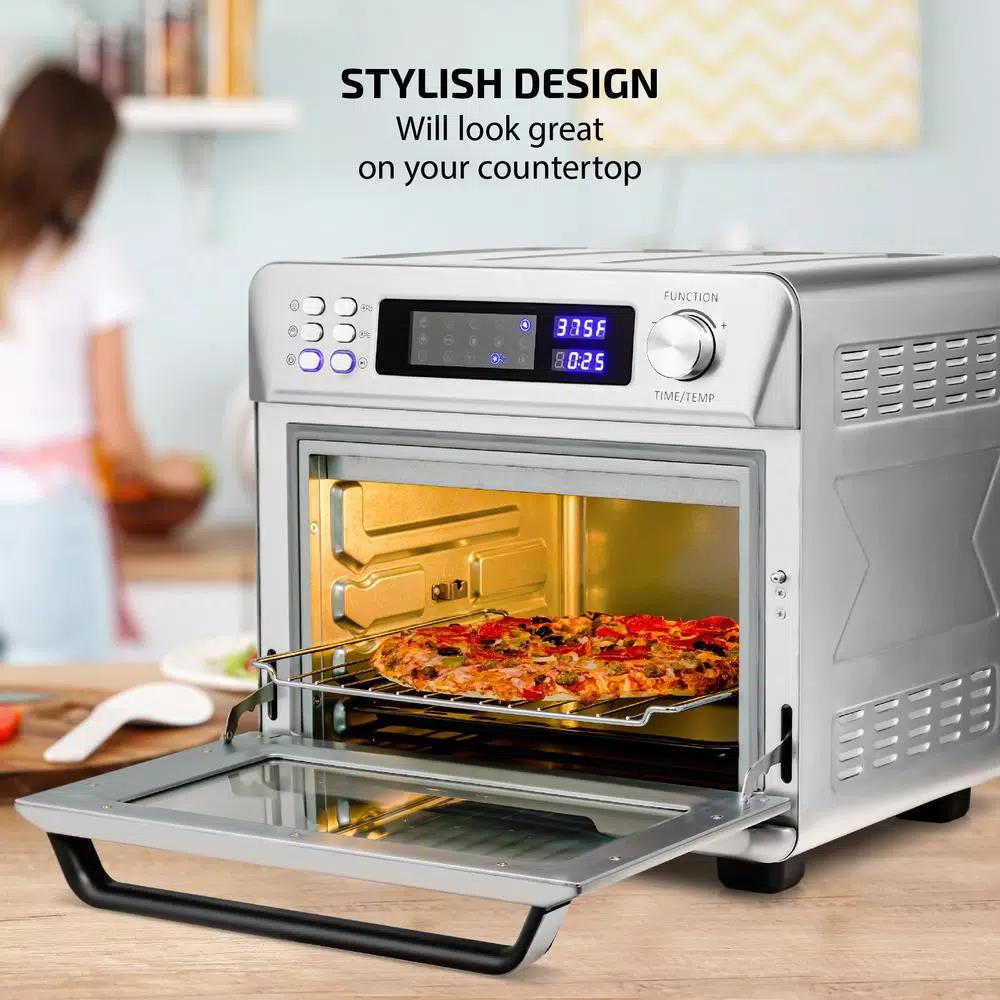 Ovente 1700W Stainless Steel Digital Air Fryer Rotisserie Convection Oven & Dehydrator, 25L