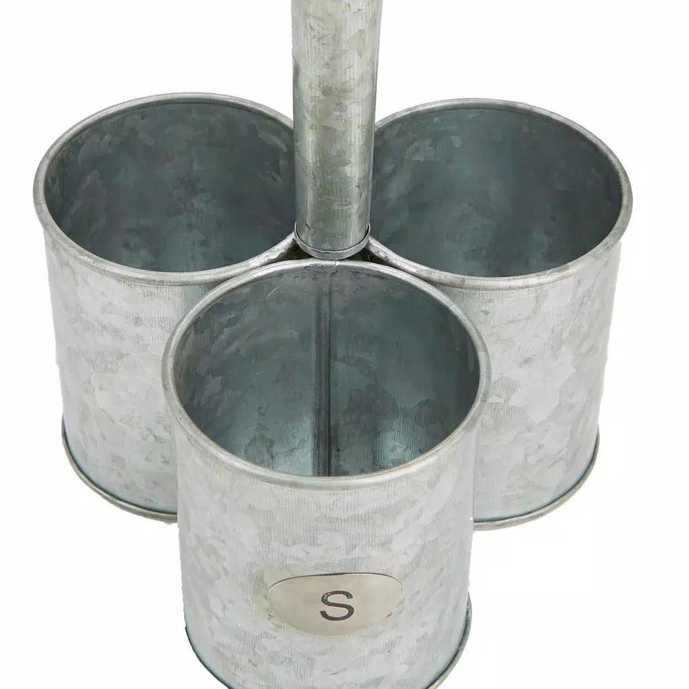 Mind Reader 3-Section Galvanized Metal Utensil Caddy & Silverware Organizer
