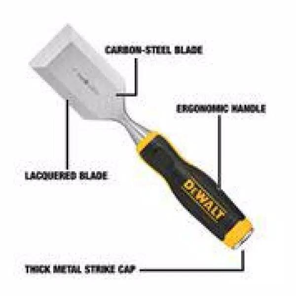 DEWALT 2 in. Straight Wood Chisel with Carbon Steel Blade and Ergonomic Handle